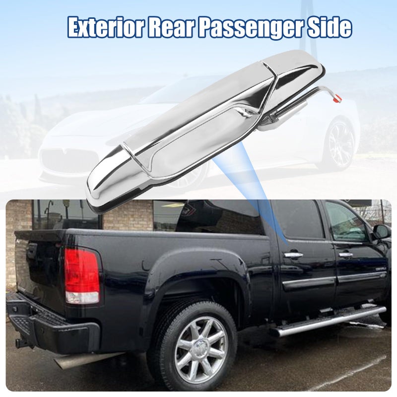 NPAUTO Rear Passenger Door Handle Right Side Chrome Exterior fit for 2007 2008 2009 2010 2012 2013 Chevy Silverado 1500 2500 Avalanche Suburban Tahoe Cadillac Escalade GMC Sierra Yukon XL, 80547 15915660 - Image 2